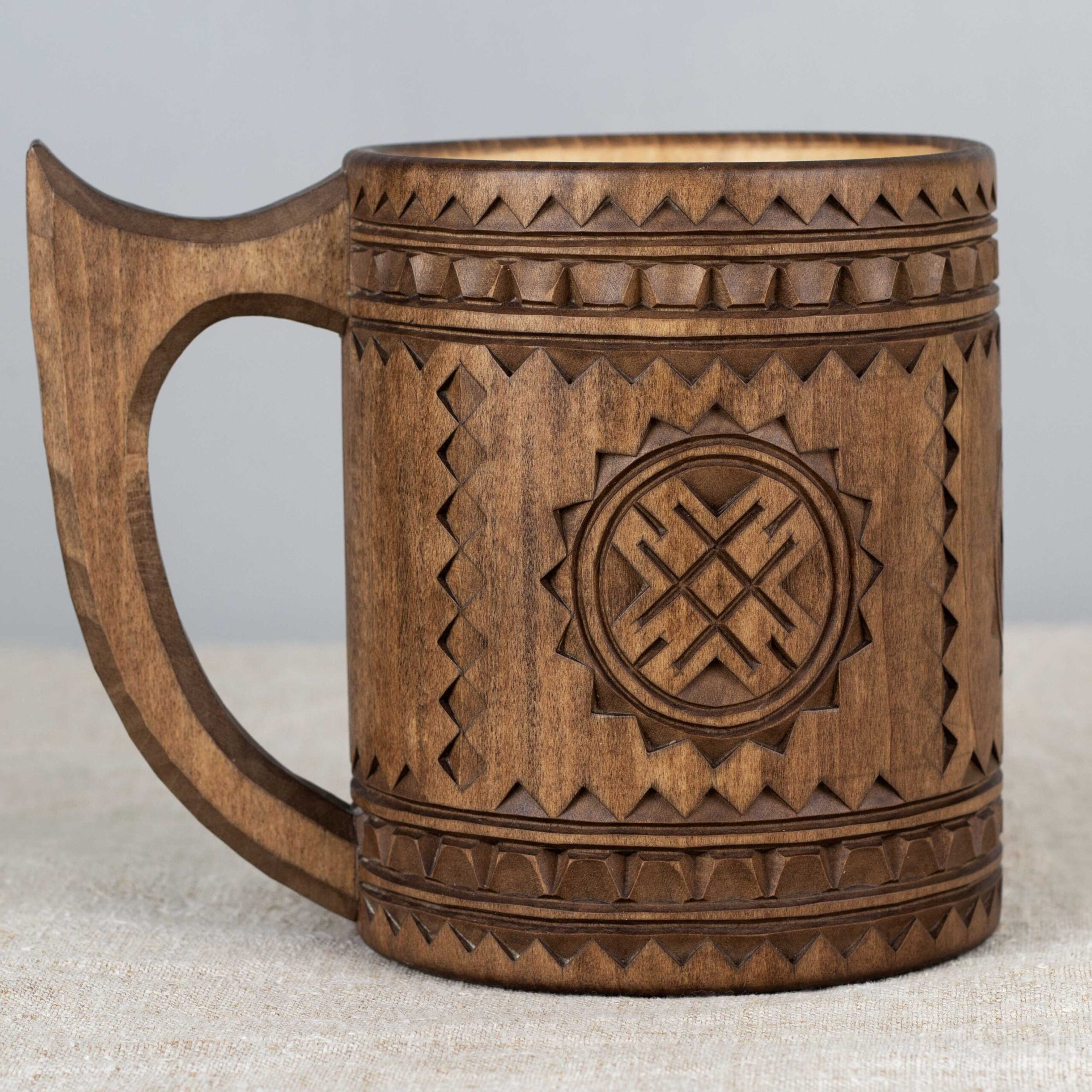 Wooden mug Three Suns, Linden